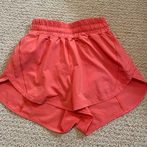 Lululemon “track that” running high rise 3” shorts
